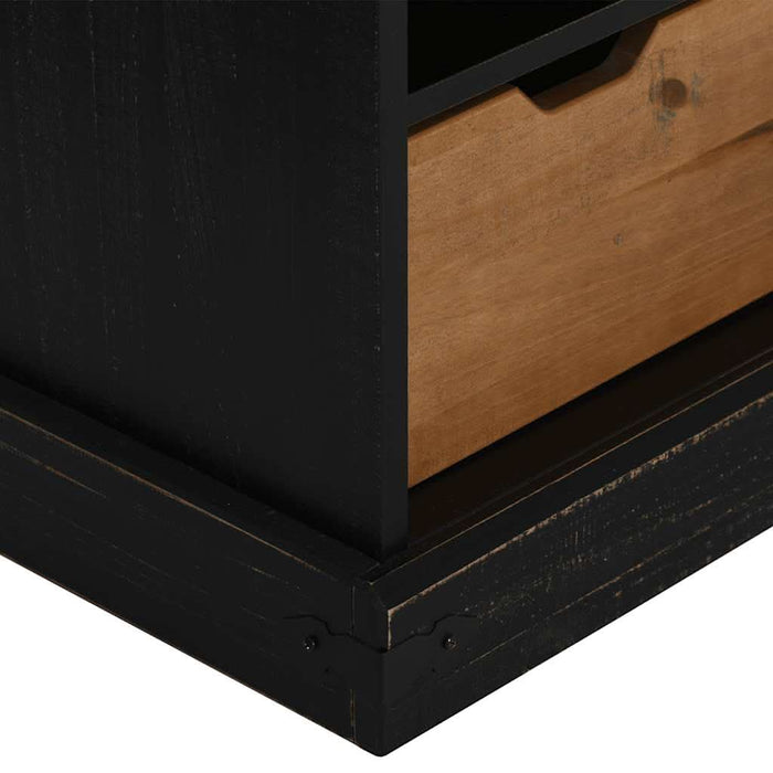 Dulap TV HALDEN cu uşă glisantă negru 110x40x60 cm lemn masiv - WALTI WALTI