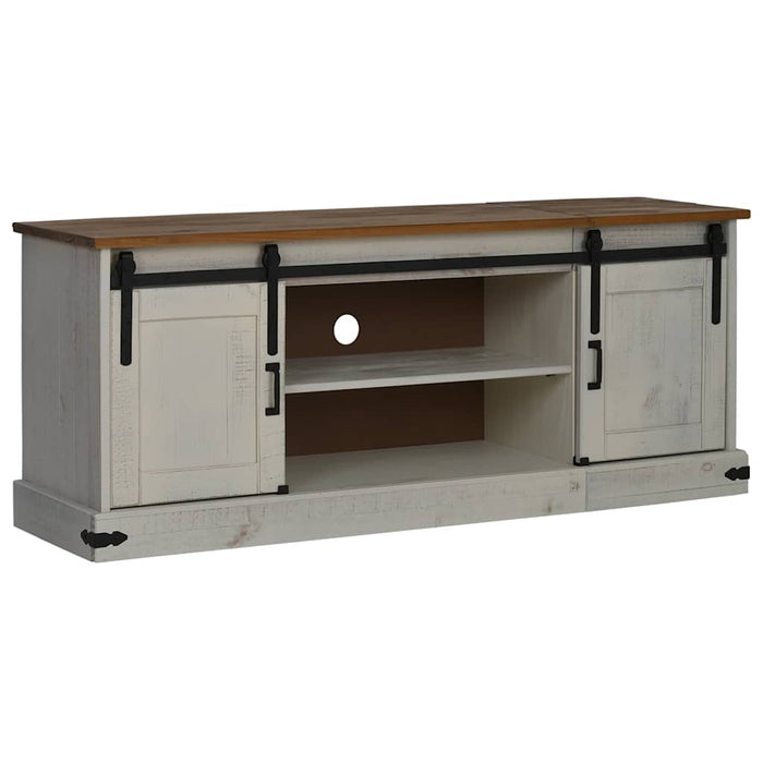 Dulap TV HALDEN 2 uși glisante alb 150x40x60 cm lemn masiv WALTI