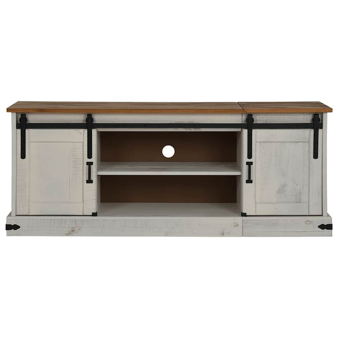 Dulap TV HALDEN 2 uși glisante alb 150x40x60 cm lemn masiv WALTI