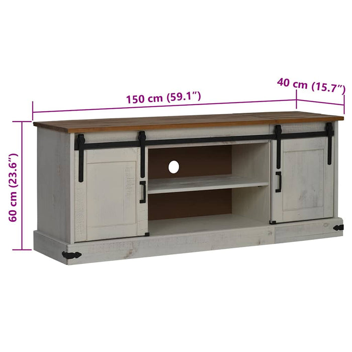 Dulap TV HALDEN 2 uși glisante alb 150x40x60 cm lemn masiv WALTI