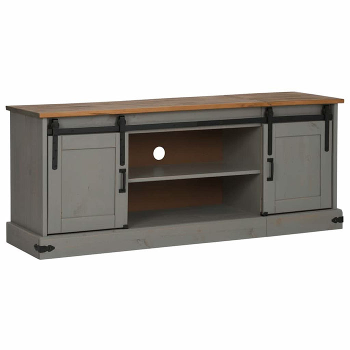 Dulap TV HALDEN 2 usi glisante gri 150x40x60 cm lemn masiv - WALTI WALTI