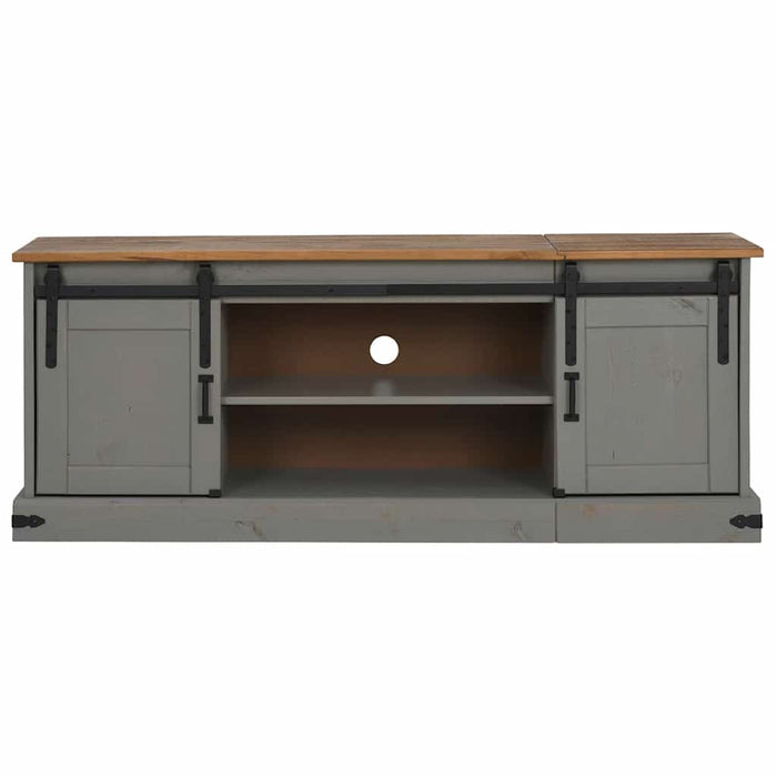 Dulap TV HALDEN 2 usi glisante gri 150x40x60 cm lemn masiv - WALTI WALTI