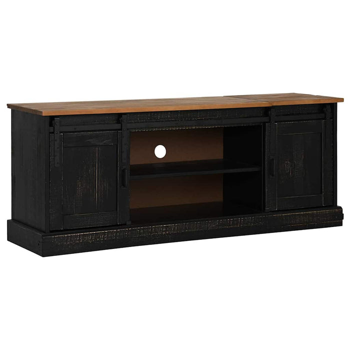 Dulap TV HALDEN 2 usi glisante negru 150x40x60 cm lemn masiv - WALTI WALTI