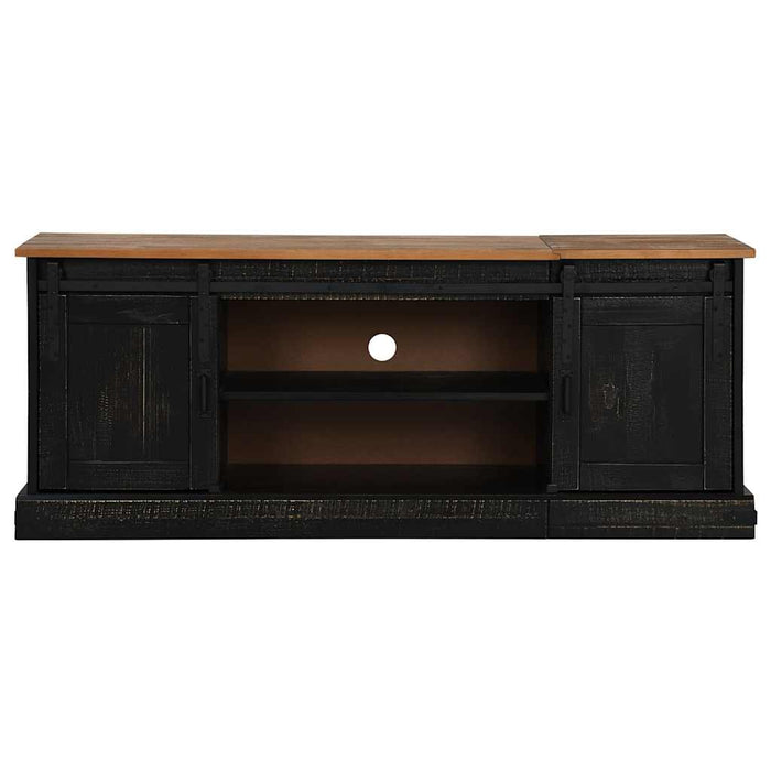 Dulap TV HALDEN 2 usi glisante negru 150x40x60 cm lemn masiv - WALTI WALTI