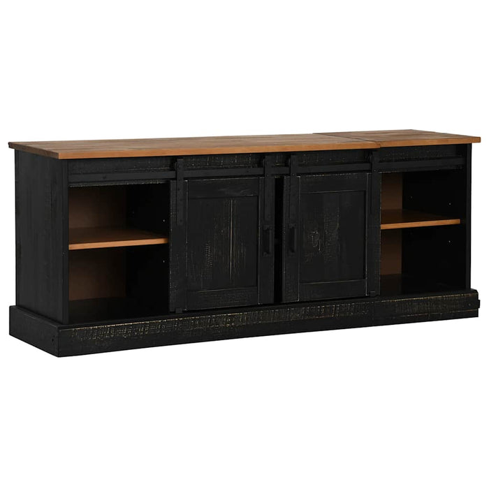 Dulap TV HALDEN 2 usi glisante negru 150x40x60 cm lemn masiv - WALTI WALTI