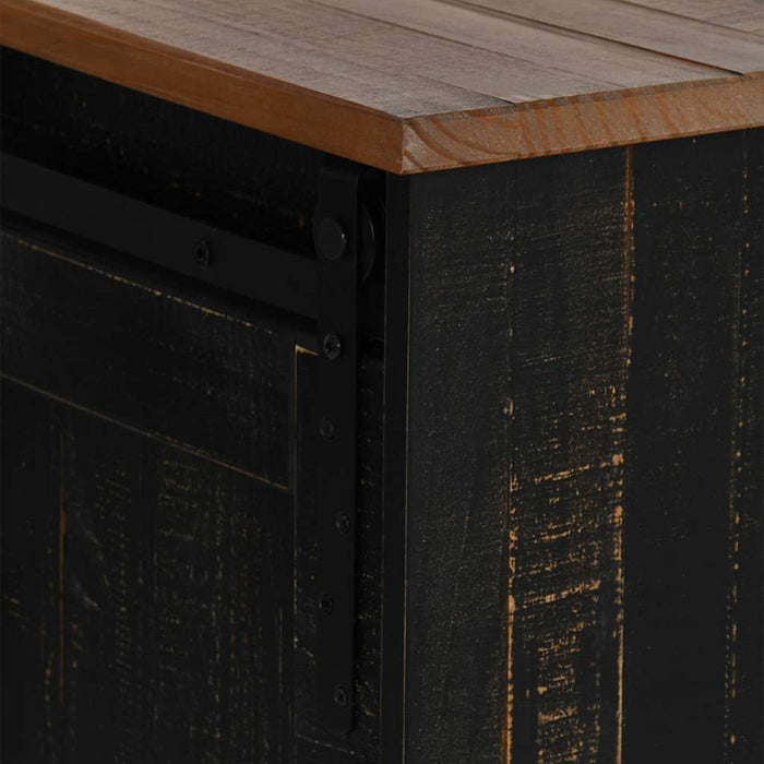 Dulap TV HALDEN 2 usi glisante negru 150x40x60 cm lemn masiv - WALTI WALTI