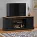 Dulap TV HALDEN 2 usi glisante negru 150x40x60 cm lemn masiv - WALTI WALTI