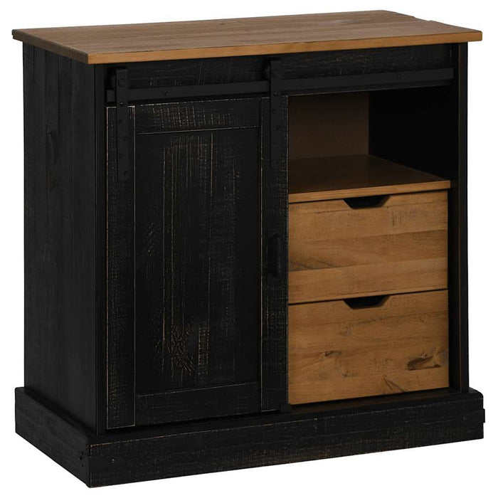 Bufetă HALDEN cu uşă glisantă neagră 80x40x80 cm lemn masiv - WALTI WALTI