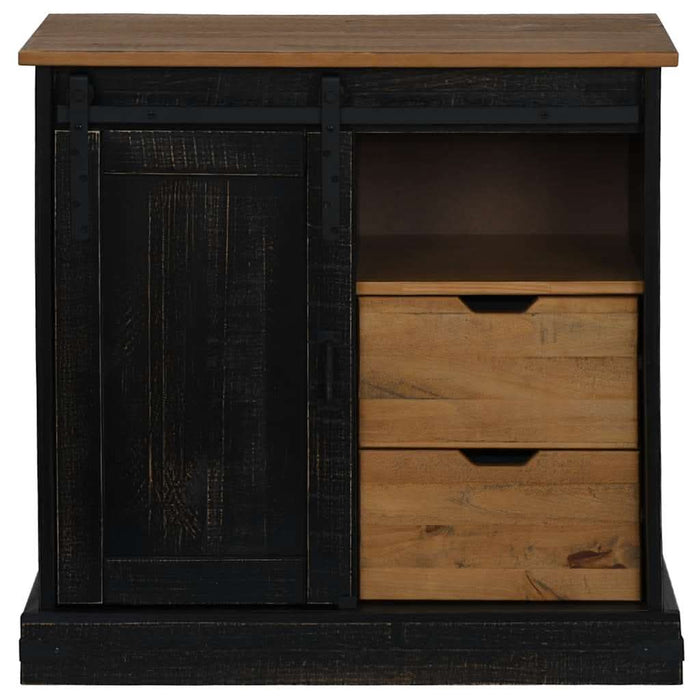 Bufetă HALDEN cu uşă glisantă neagră 80x40x80 cm lemn masiv - WALTI WALTI