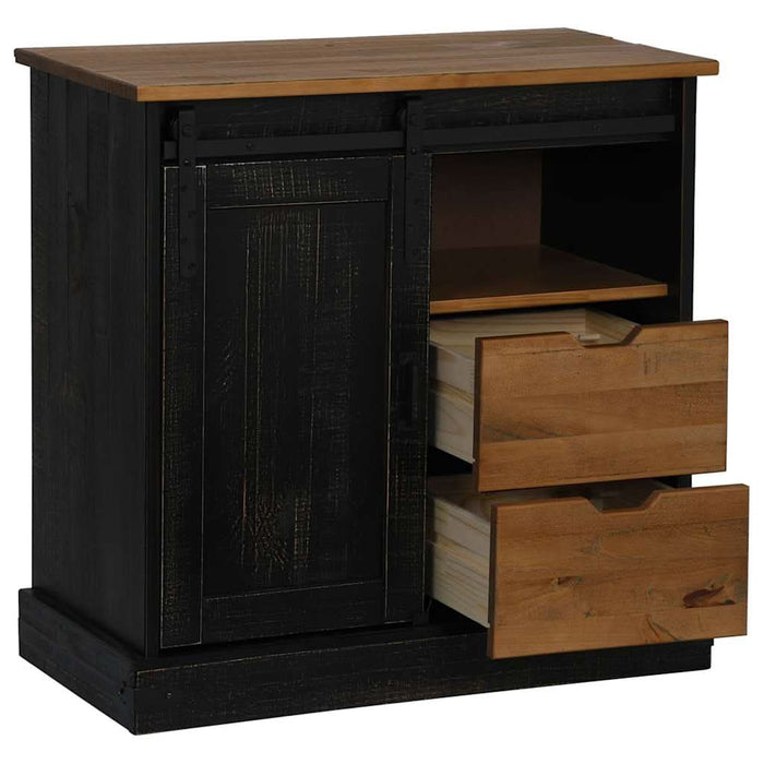 Bufetă HALDEN cu uşă glisantă neagră 80x40x80 cm lemn masiv - WALTI WALTI