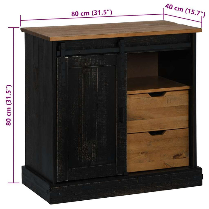 Bufetă HALDEN cu uşă glisantă neagră 80x40x80 cm lemn masiv - WALTI WALTI