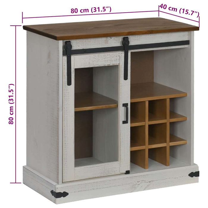 Bufetă HALDEN cu uşă glisantă alb 80x40x80 cm lemn masiv - WALTI WALTI