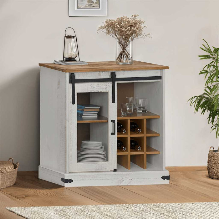 Bufetă HALDEN cu uşă glisantă alb 80x40x80 cm lemn masiv - WALTI WALTI