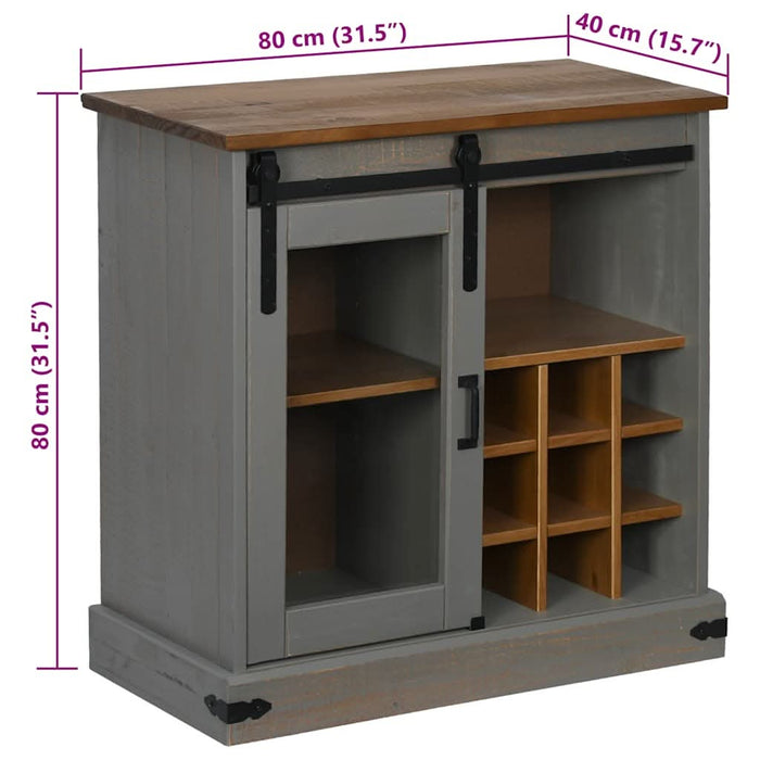 Comodă HALDEN cu uşă glisantă gri 80x40x80 cm lemn masiv - WALTI WALTI