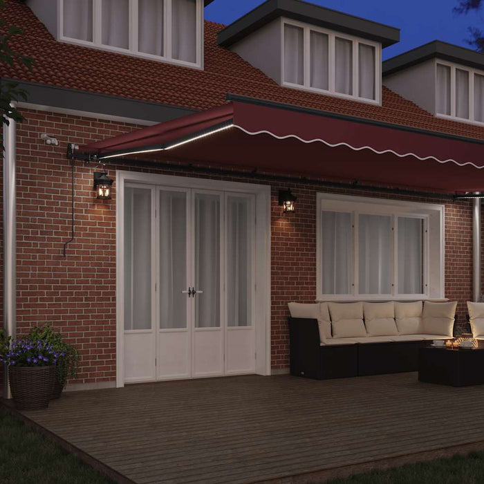 Copertina retractabilă automat cu LED-uri, vișiniu, 600x300 cm WALTI