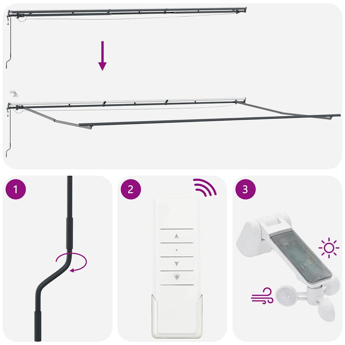 Copertina retractabilă automat cu LED-uri, vișiniu, 600x300 cm WALTI
