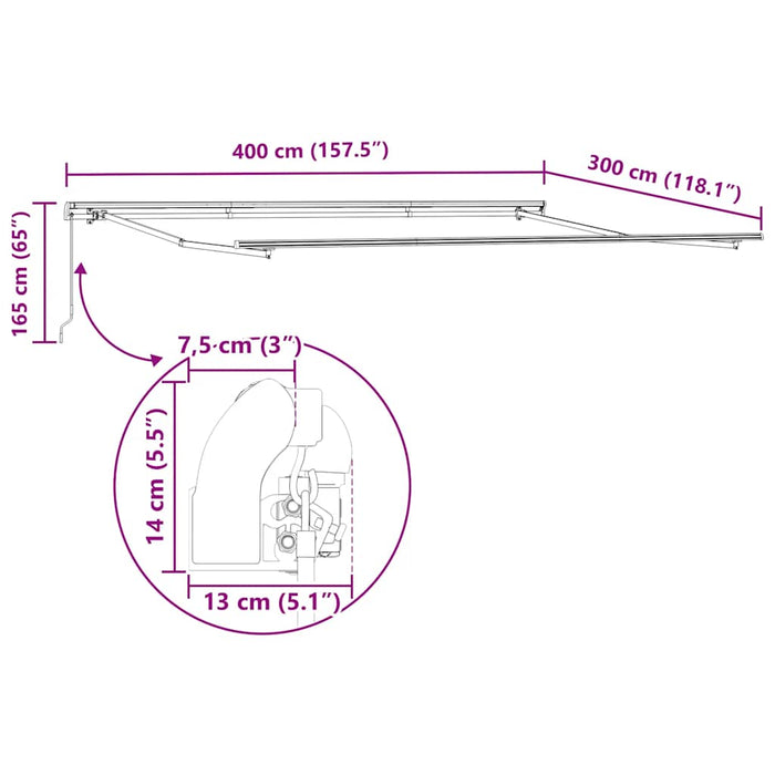 Copertină retractabilă manual, maro, 400x300 cm - WALTI WALTI