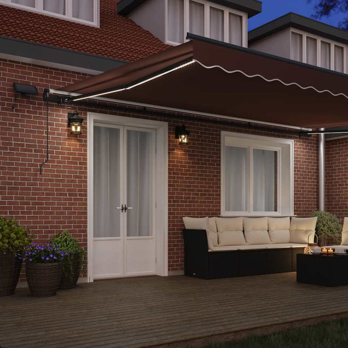 Copertină retractabilă manual cu LED-uri, maro, 500x300 cm - WALTI WALTI