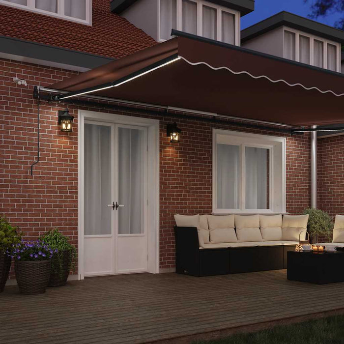 Copertina retractabilă automat cu LED-uri, maro, 500x300 cm - WALTI WALTI