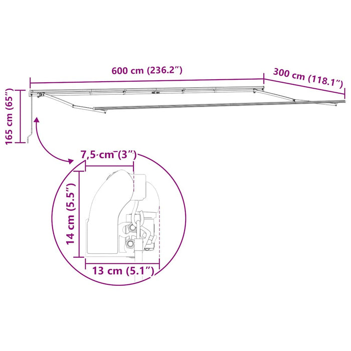 Copertină retractabilă manual, maro, 600x300 cm - WALTI WALTI