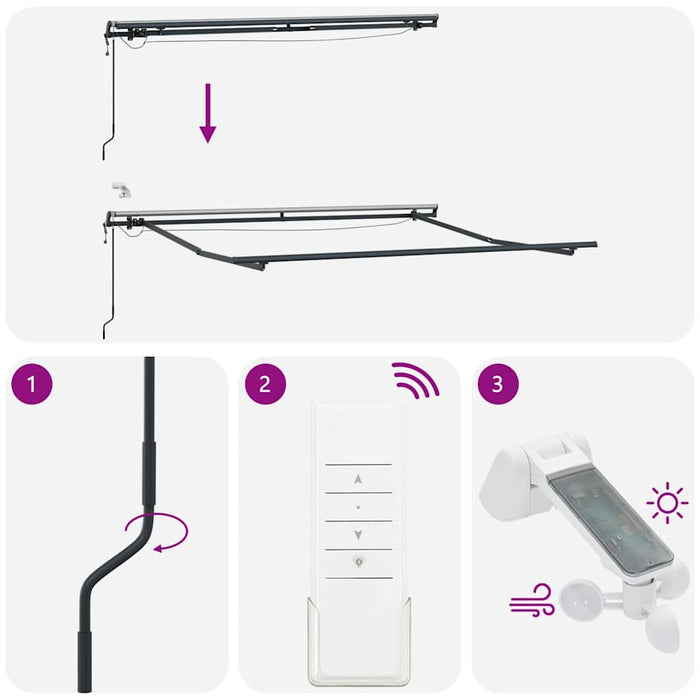 Copertină retractabilă automat LED-uri antracit/alb 300x250 cm - WALTI WALTI