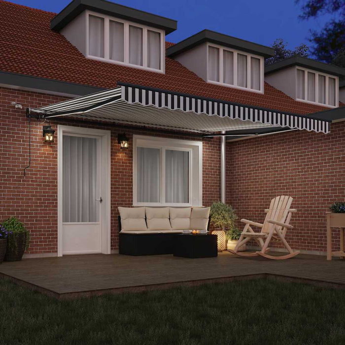Copertină retractabilă automat cu LED, antracit/alb, 400x300 cm WALTI
