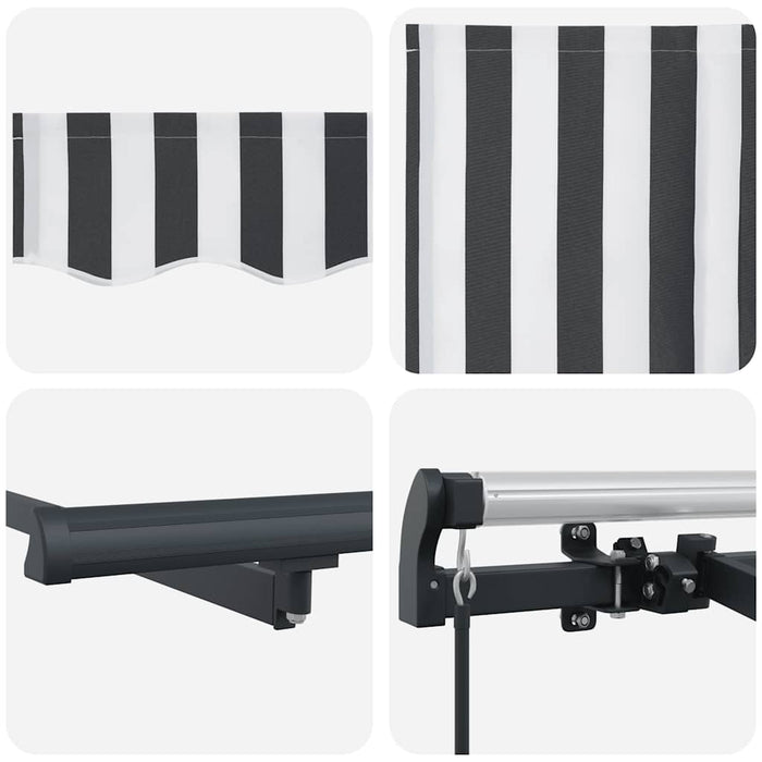 Copertină retractabilă manual, antracit/alb, 500x300 cm - WALTI WALTI