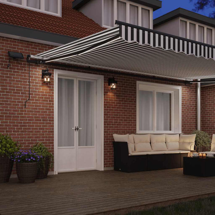 Copertină retractabilă manual cu LED, antracit/alb, 500x300 cm - WALTI WALTI