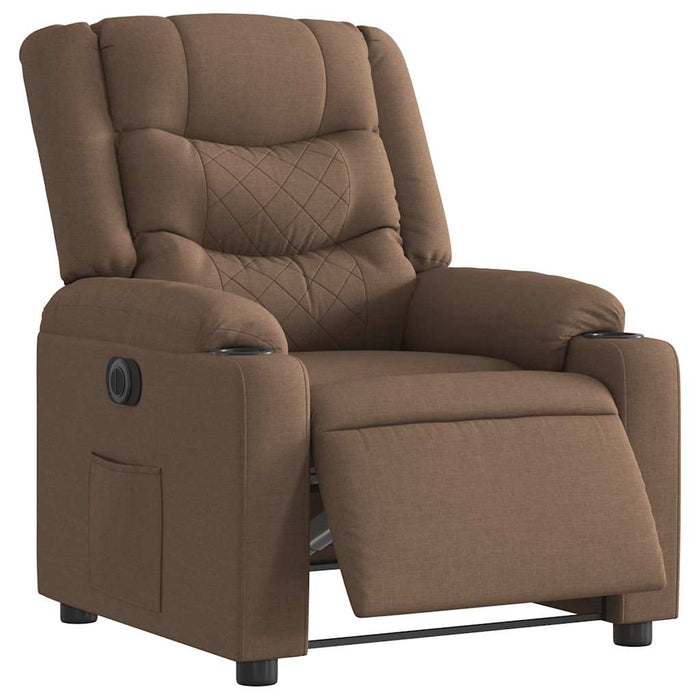 Fotoliu rabatabil electric, maro, material textil WALTI