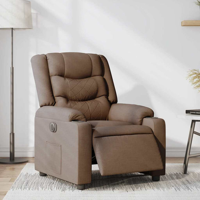 Fotoliu rabatabil electric, maro, material textil WALTI
