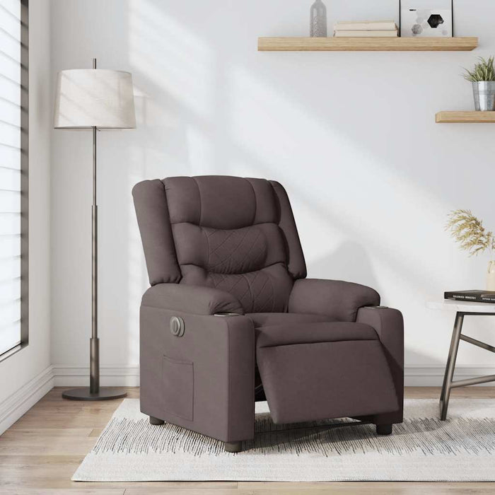 Fotoliu rabatabil electric, maro închis, material textil WALTI