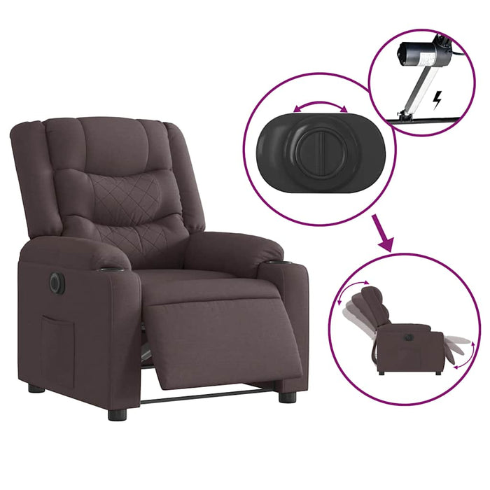 Fotoliu rabatabil electric, maro închis, material textil WALTI