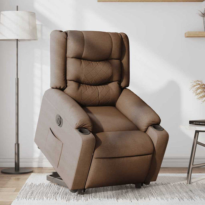 Fotoliu electric rabatabil cu ridicare, maro, textil WALTI