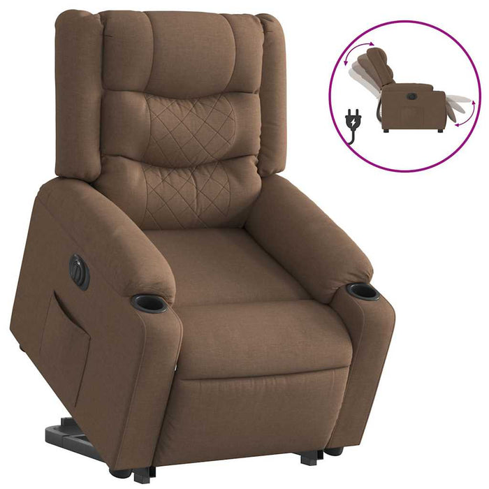 Fotoliu electric rabatabil cu ridicare, maro, textil WALTI