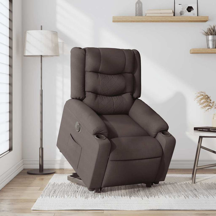 Fotoliu electric rabatabil cu ridicare, maro închis, textil WALTI