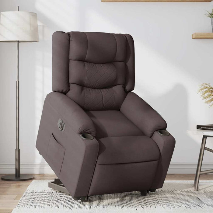 Fotoliu electric rabatabil cu ridicare, maro închis, textil WALTI