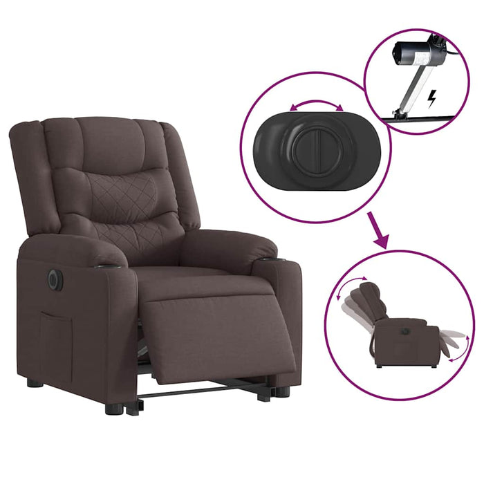 Fotoliu electric rabatabil cu ridicare, maro închis, textil WALTI