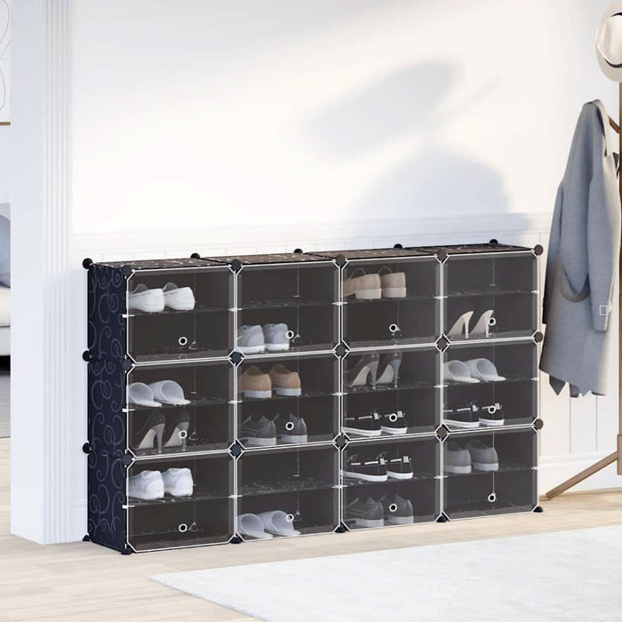 Organizator cub de depozitare cu uși, 12 cuburi, negru, PP - WALTI WALTI