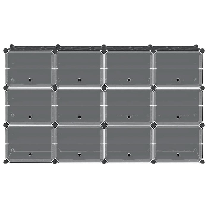 Organizator cub de depozitare cu uși, 12 cuburi, negru, PP - WALTI WALTI