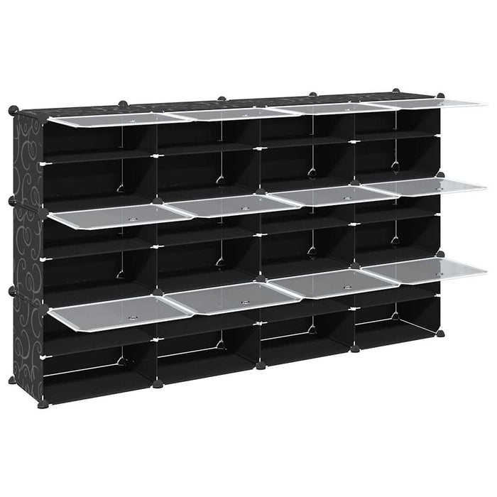 Organizator cub de depozitare cu uși, 12 cuburi, negru, PP - WALTI WALTI