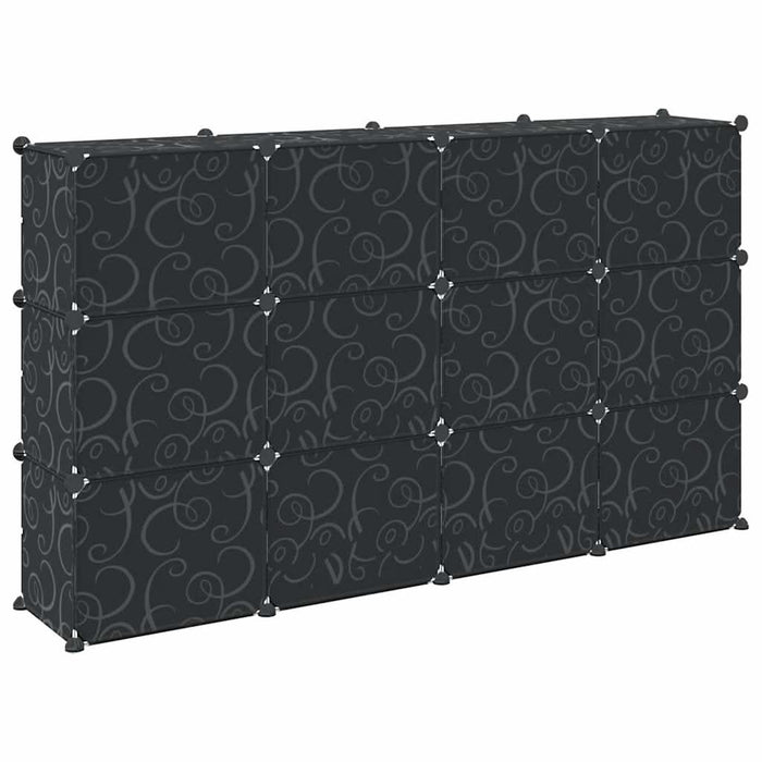 Organizator cub de depozitare cu uși, 12 cuburi, negru, PP - WALTI WALTI