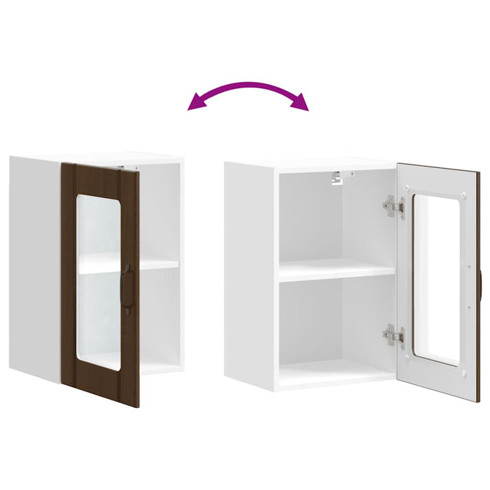 Dulap de bucătărie cu ușă din sticlă din stejar maro „Lucca” - WALTI WALTI