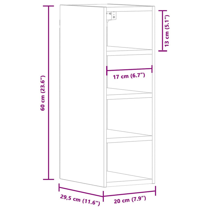 Dulap suspendat, alb, 20x29,5x60 cm, PAL WALTI