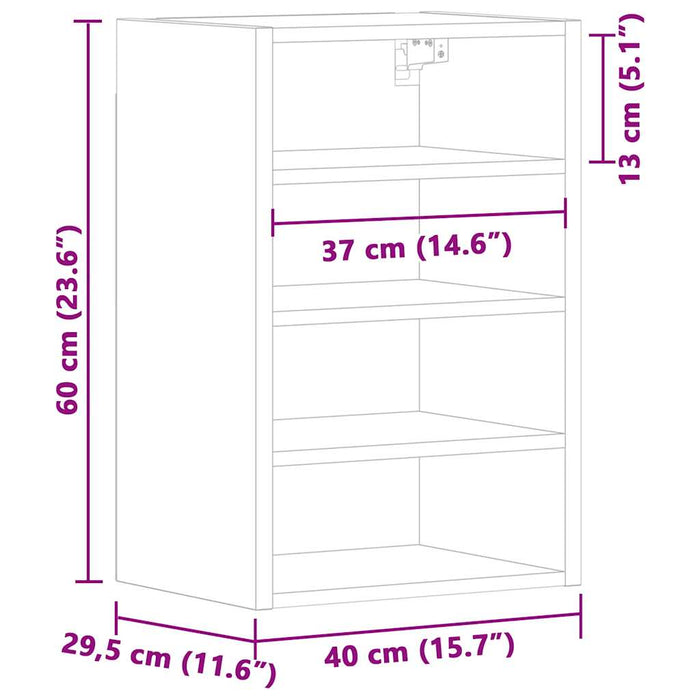 Dulap suspendat, negru, 40x29,5x60 cm, PAL WALTI