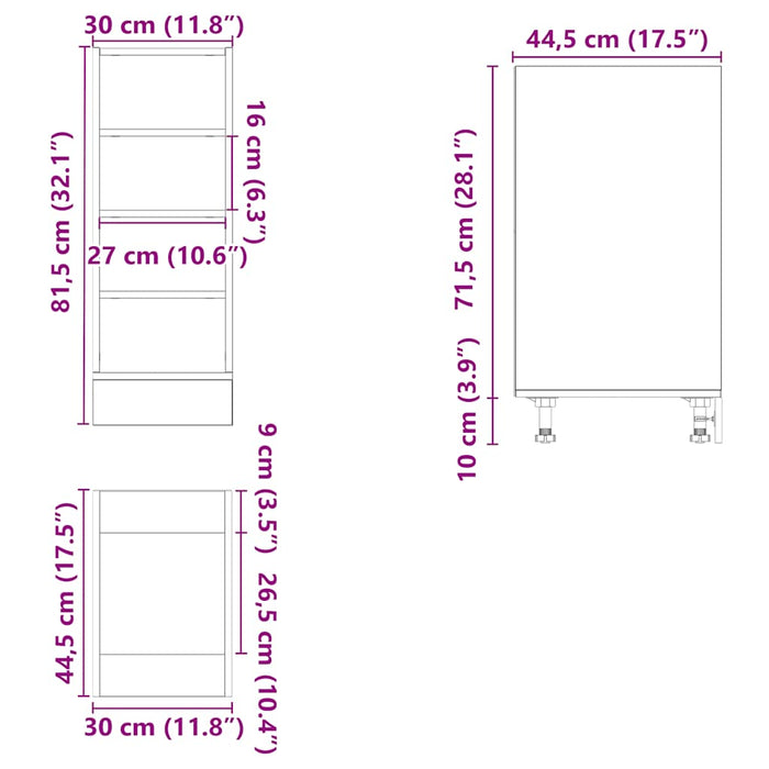 Dulap inferior, negru, 30x44,5x81,5 cm, PAL WALTI