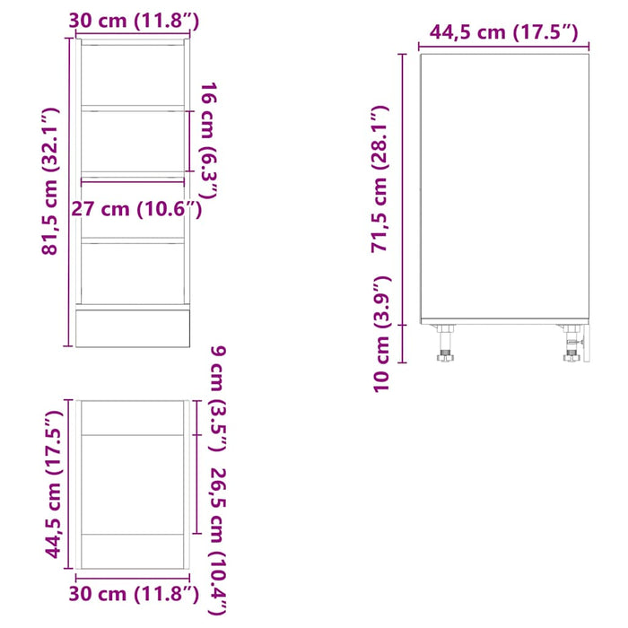 Dulap inferior, gri beton, 30x44,5x81,5 cm, PAL WALTI