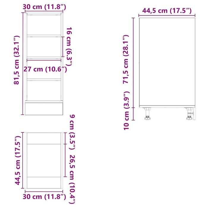 Dulap de fund stejar afumat 30x44,5x81,5 cm Lemn prelucrat WALTI