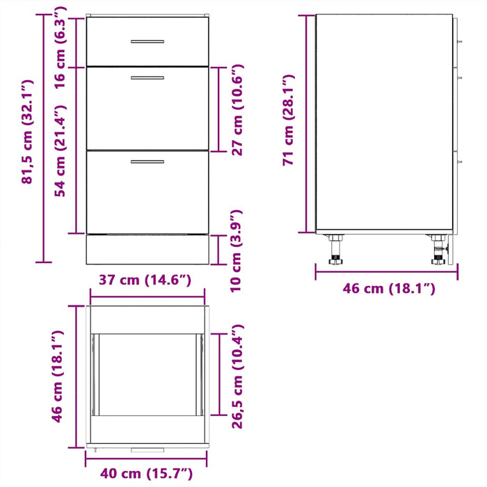 Dulap inferioară alb 40x46x81,5 cm lemn prelucrat WALTI