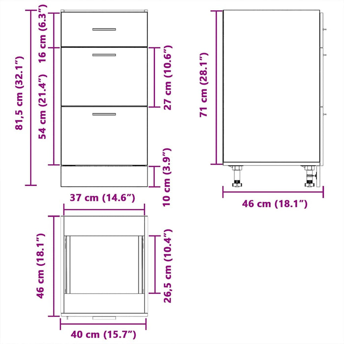 Dulap inferior Stejar Sonoma 40x46x81,5 cm Lemn prelucrat WALTI