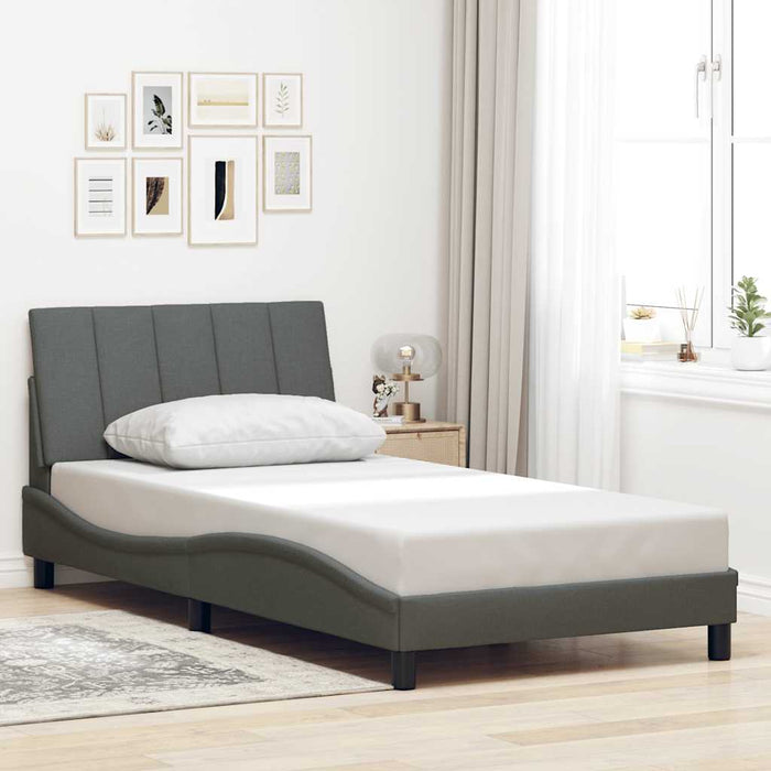Cadru de pat fără saltea, Hanko, gri închis, 100x200 cm, textil - WALTI WALTI